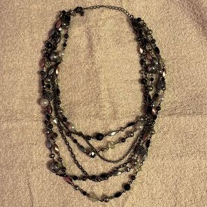 Lia Sophia pink, silver black and white beaded necklace. Brand new still in box